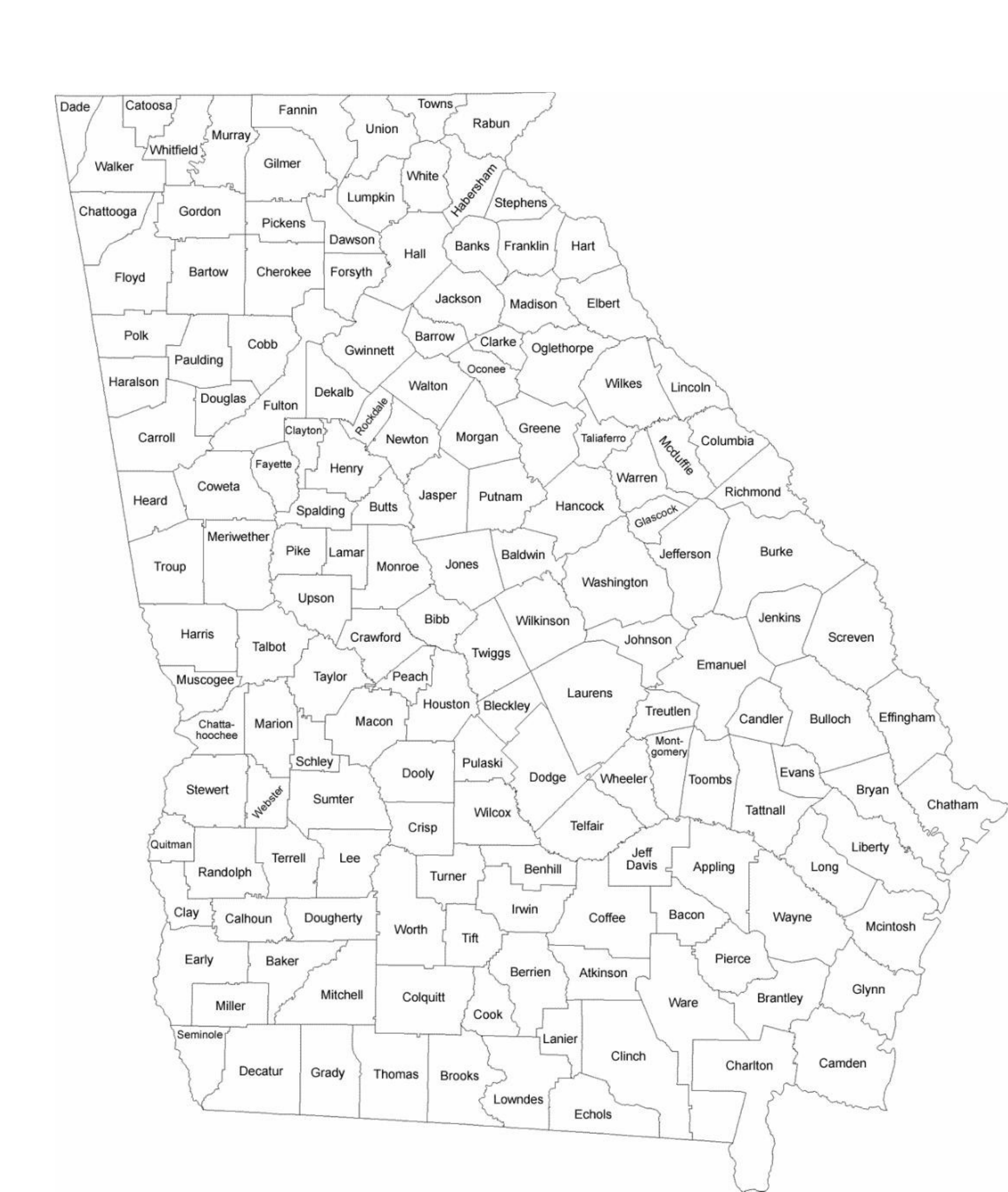 Georgia County Map With County Names Free Download