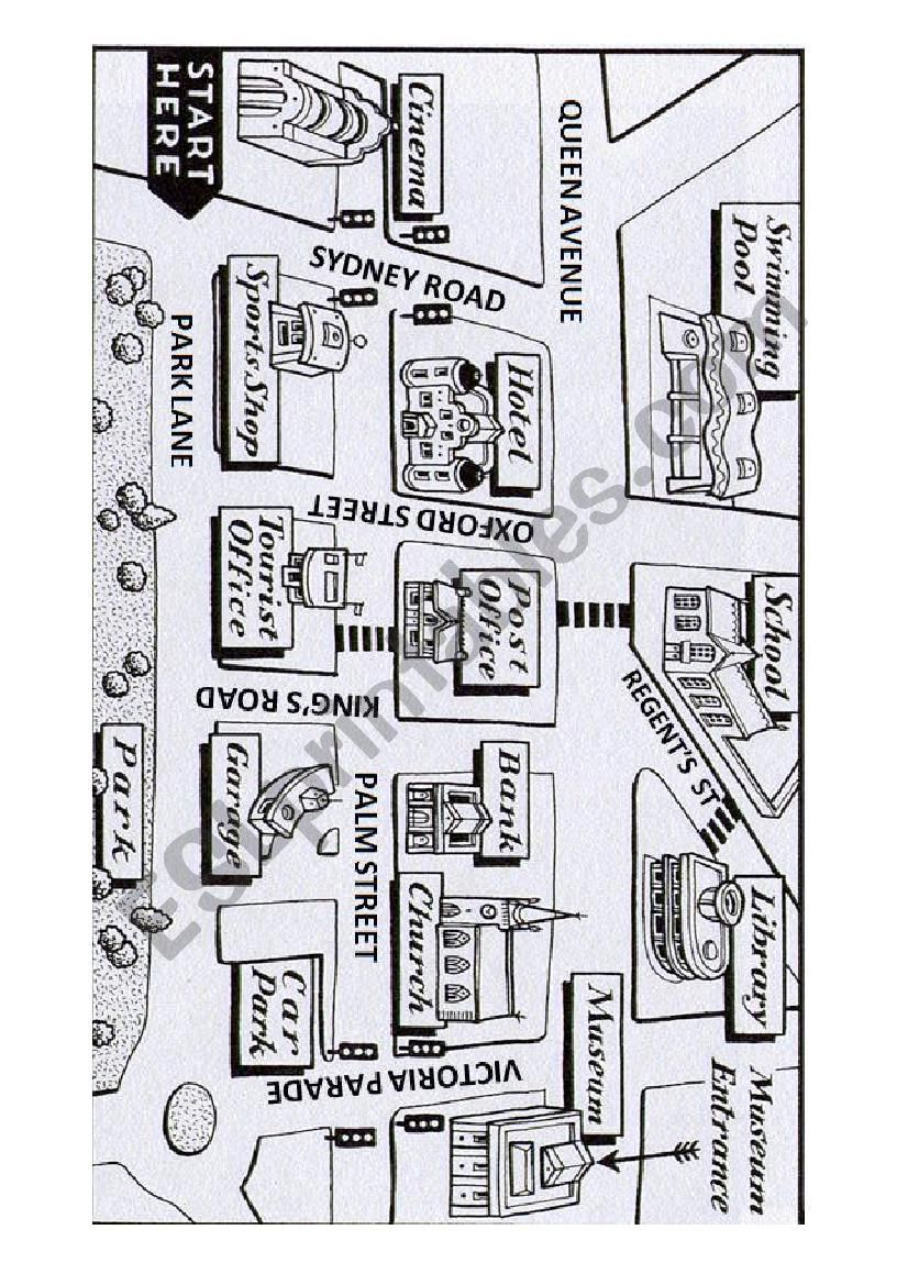 Giving Directions with Map ESL Worksheet By Teimasias