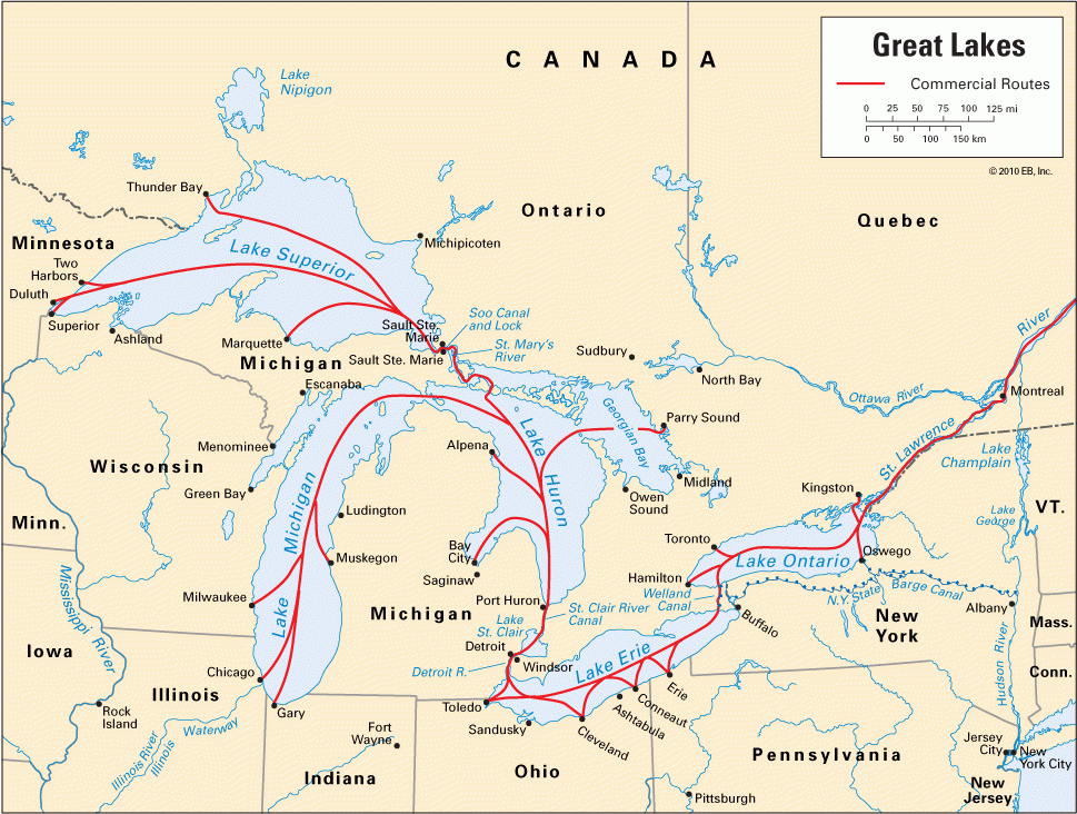 Great Lakes Commercial Routes Students Britannica Great Lakes Commercial Routes Students Britannica