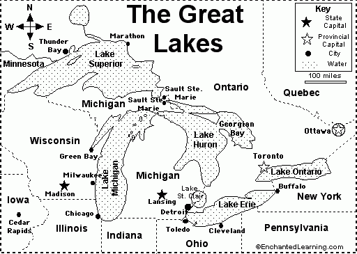 Great Lakes Map Quiz Printout EnchantedLearning