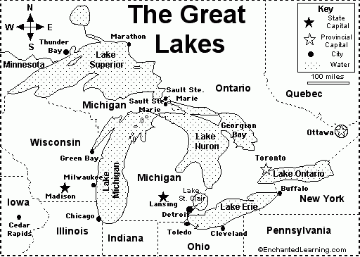 Great Lakes Map Quiz Printout EnchantedLearning Great Lakes Map Quiz Printout EnchantedLearning