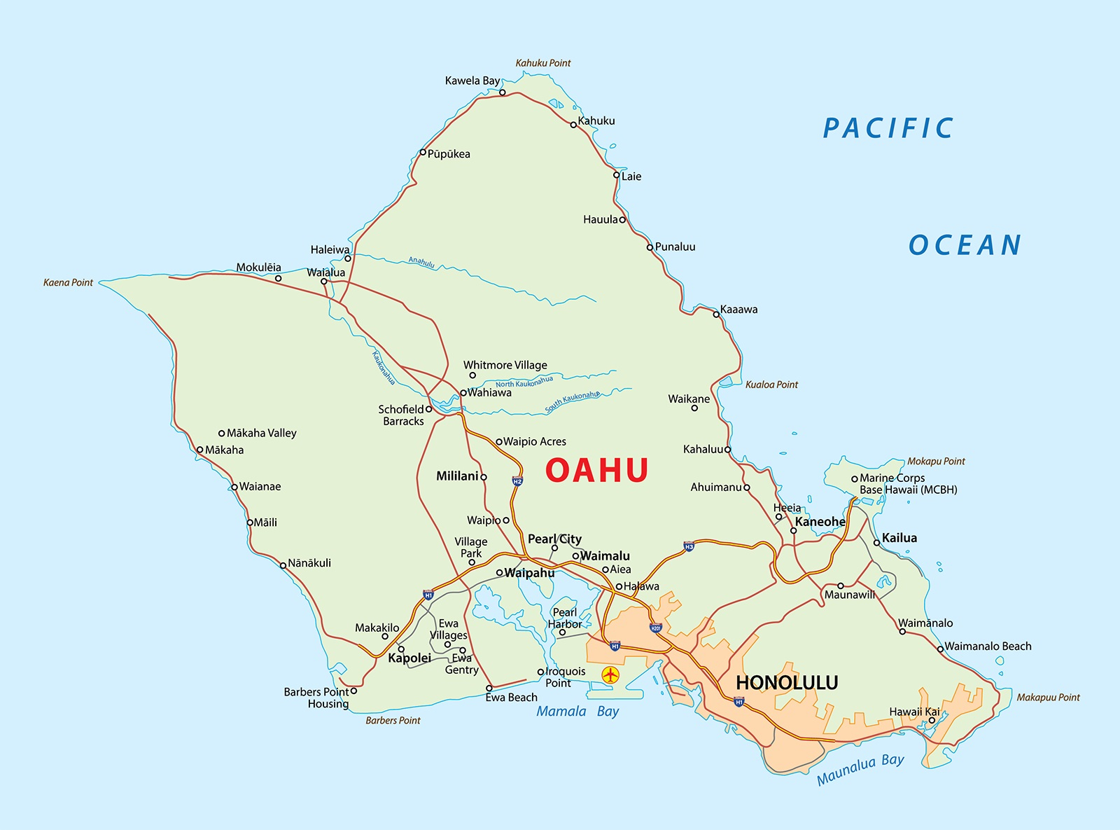 Hawaii Oahu Island Map Large Printable And Standard Map Hawaii Oahu Island Map Large Printable And Standard Map