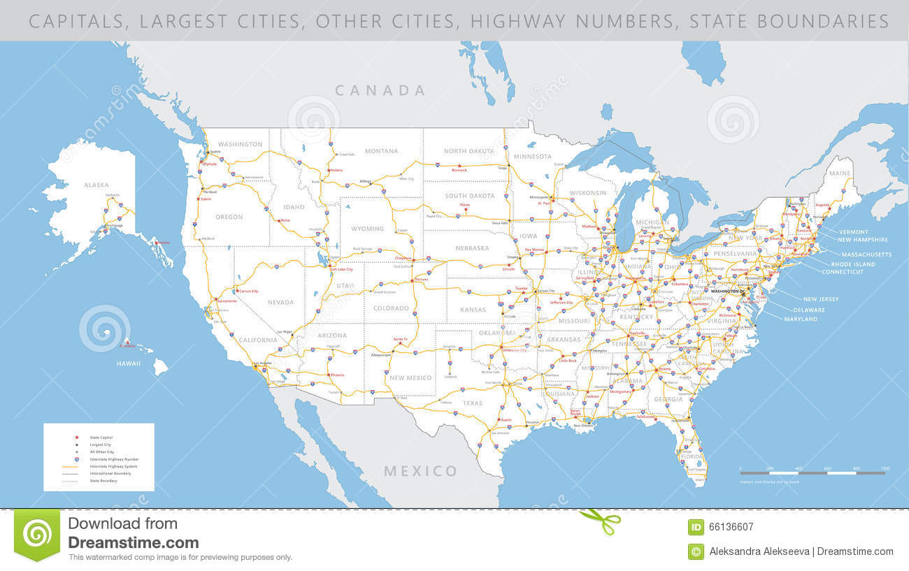 High Detailed USA Road Map Vector Stock Vector 