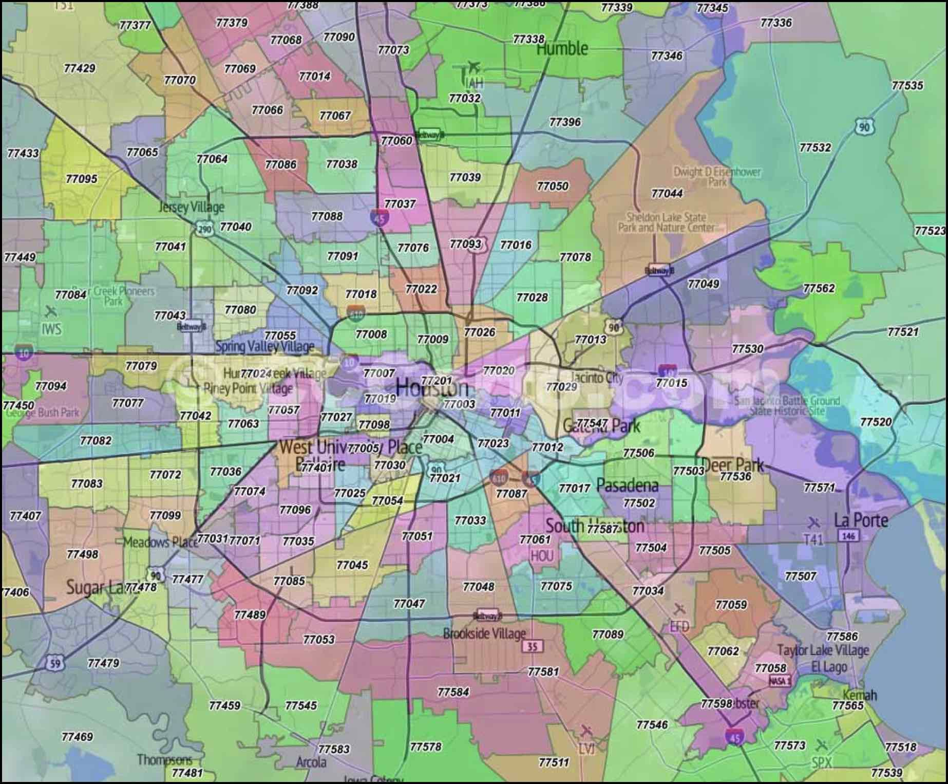 Printable Houston Zip Code Map Printable Map Of The United States