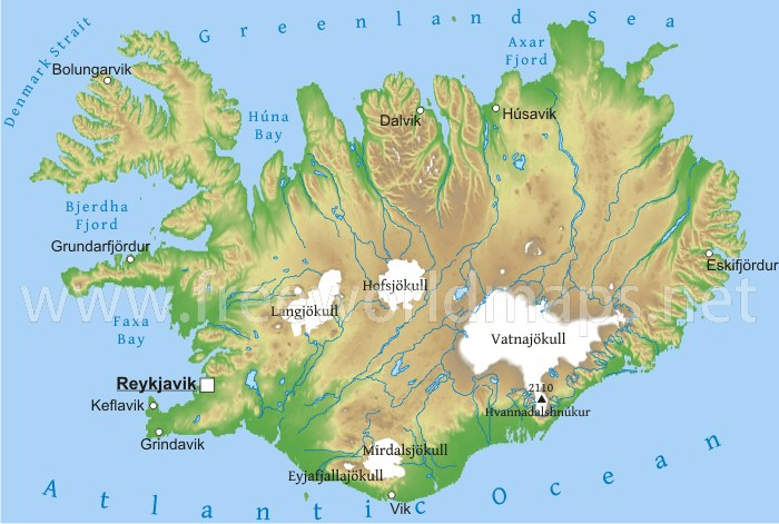 Iceland Physical Map Iceland Physical Map
