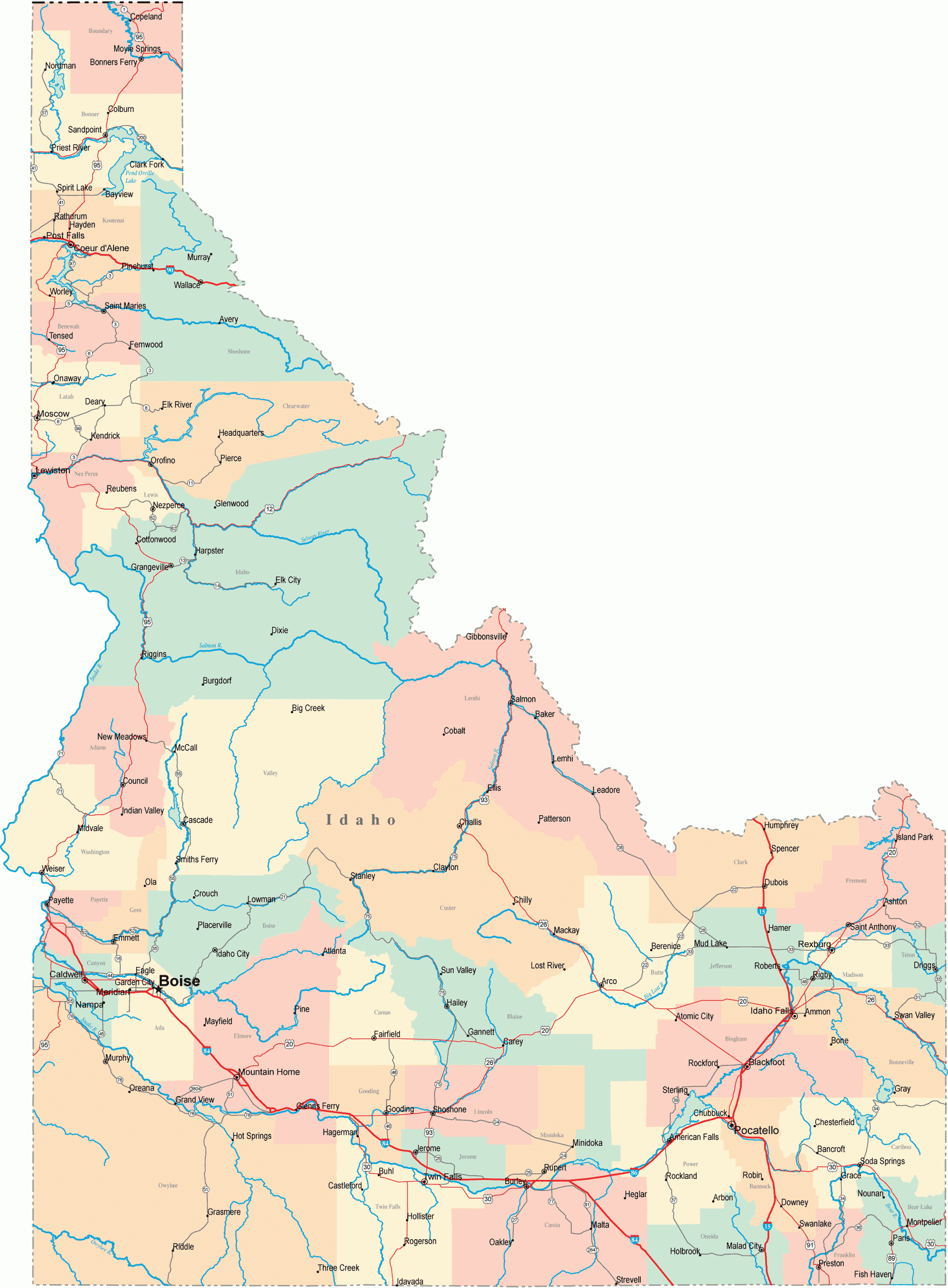 Idaho Road Map ID Road Map Idaho Highway Map