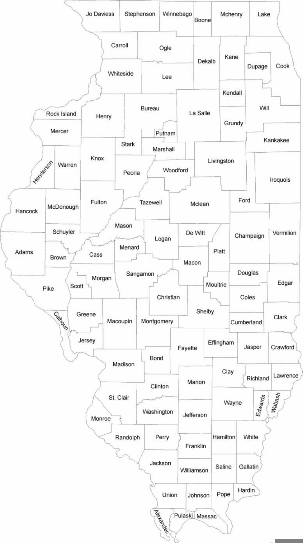 Illinois County Map With County Names Free Download