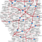 Illinois State Road Map With Census Information