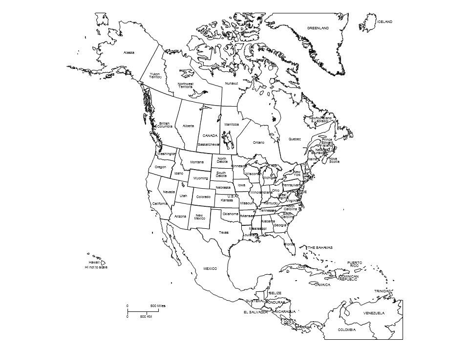 Image Result For Map Of North America Black And White 