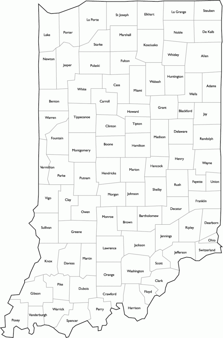 Indiana County Map With County Names County Map Family
