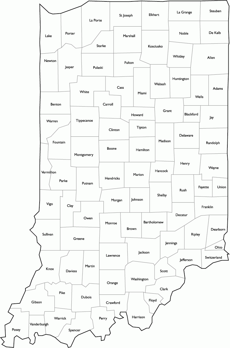 Indiana County Map With County Names County Map Family 