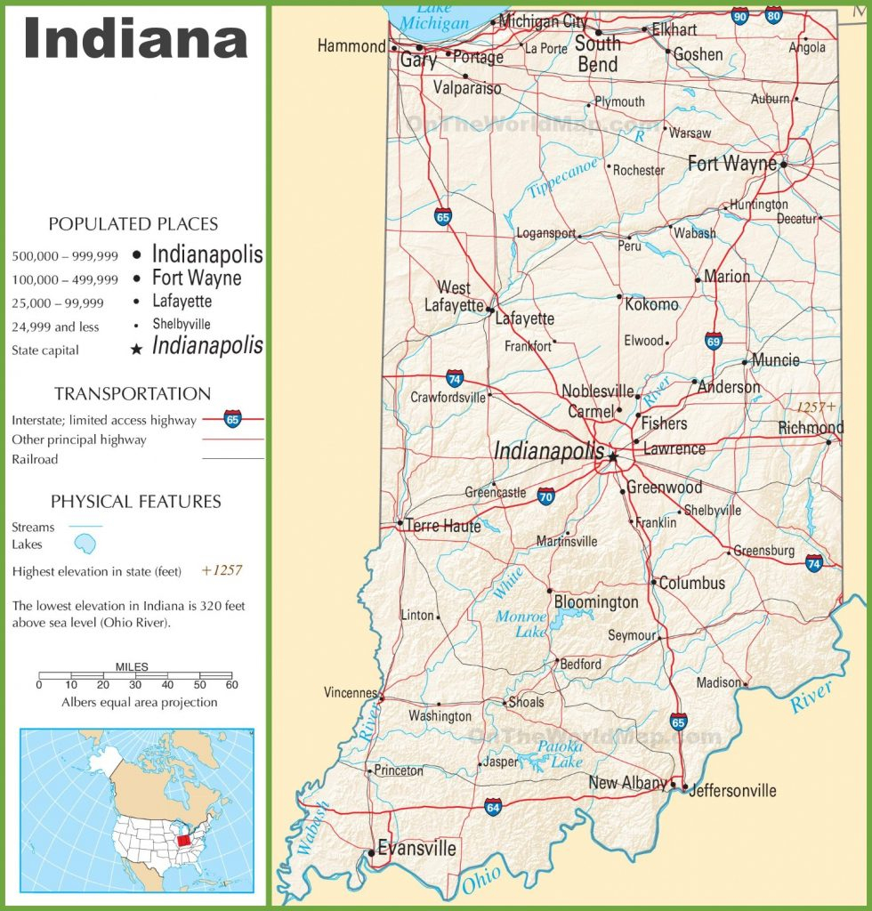 Indiana Highway Map For Indiana State Map Printable 