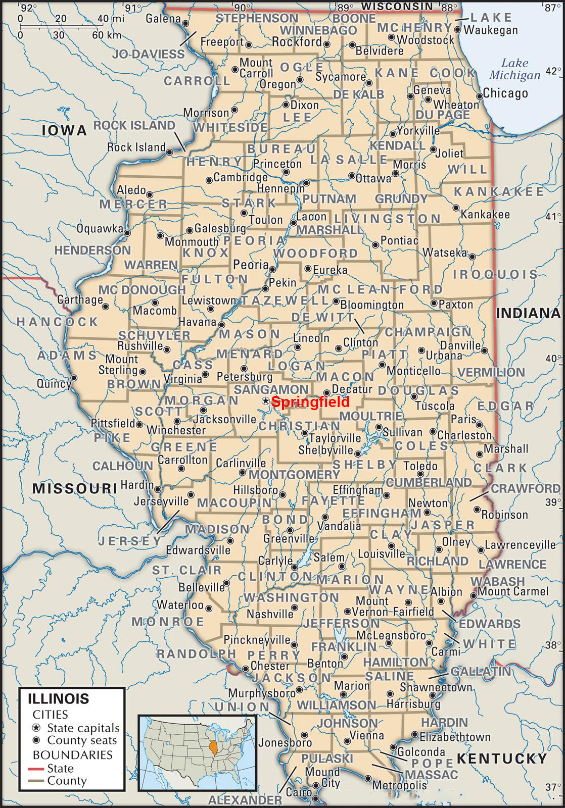 Labeled Illinois Map With Capital World Map Blank And 