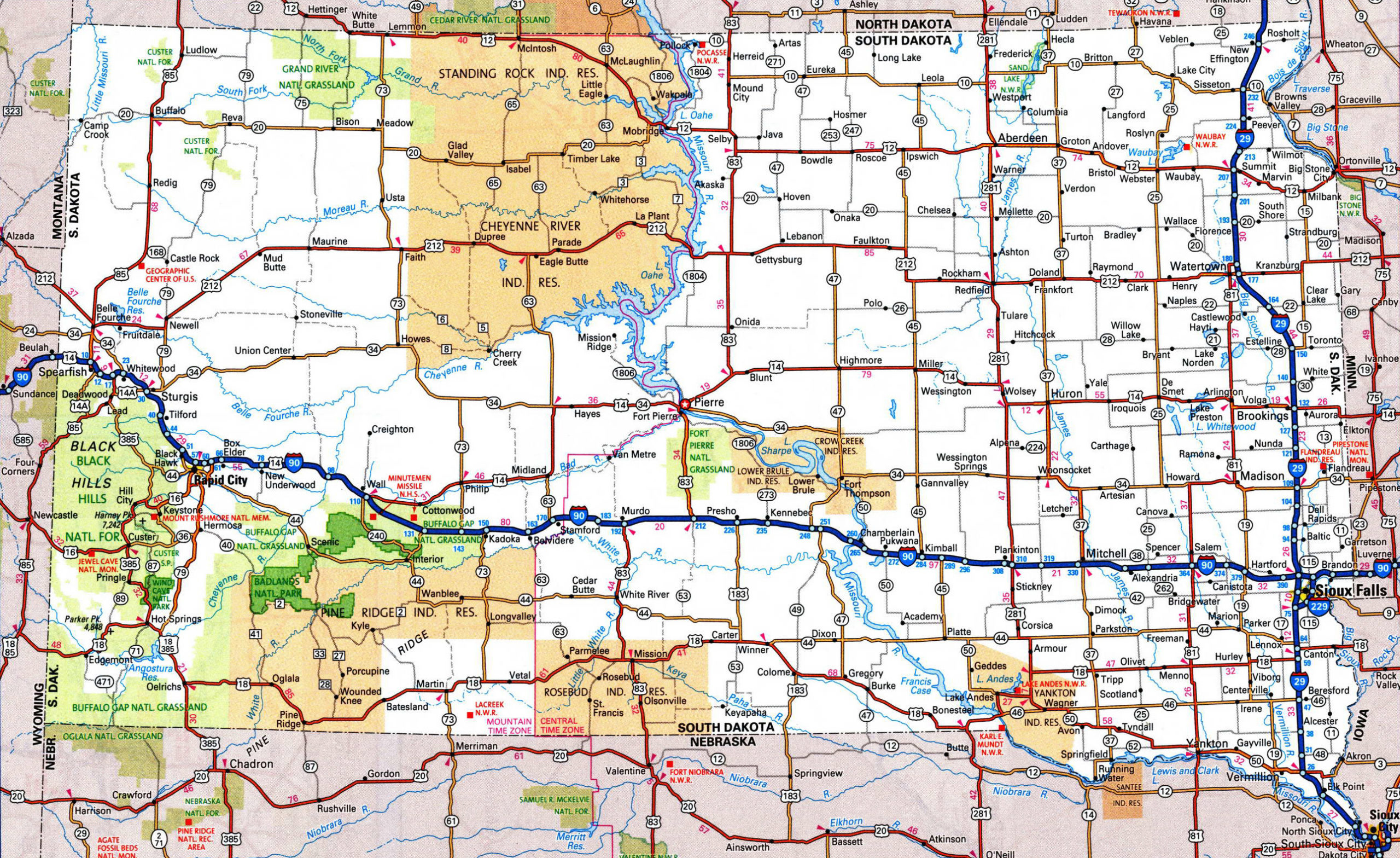 Laminated Map Large Detailed Roads And Highways Map Of 