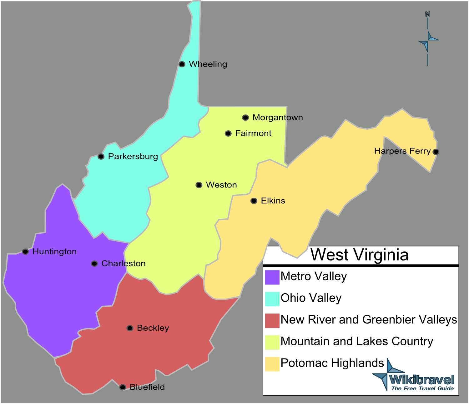 Landkarte West Virginia Karte Regionen Weltkarte 