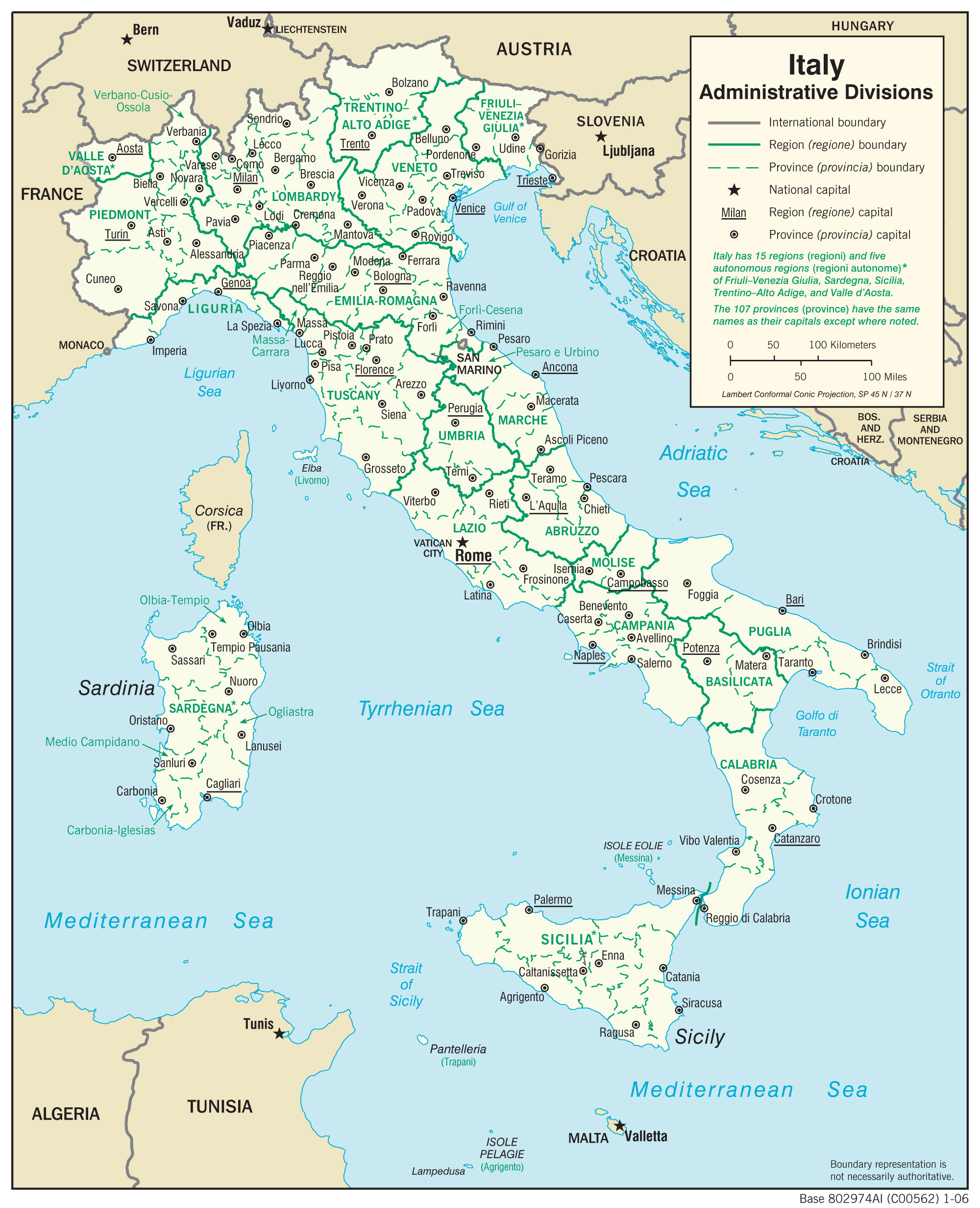 Large Detailed Administrative Divisions Map Of Italy 