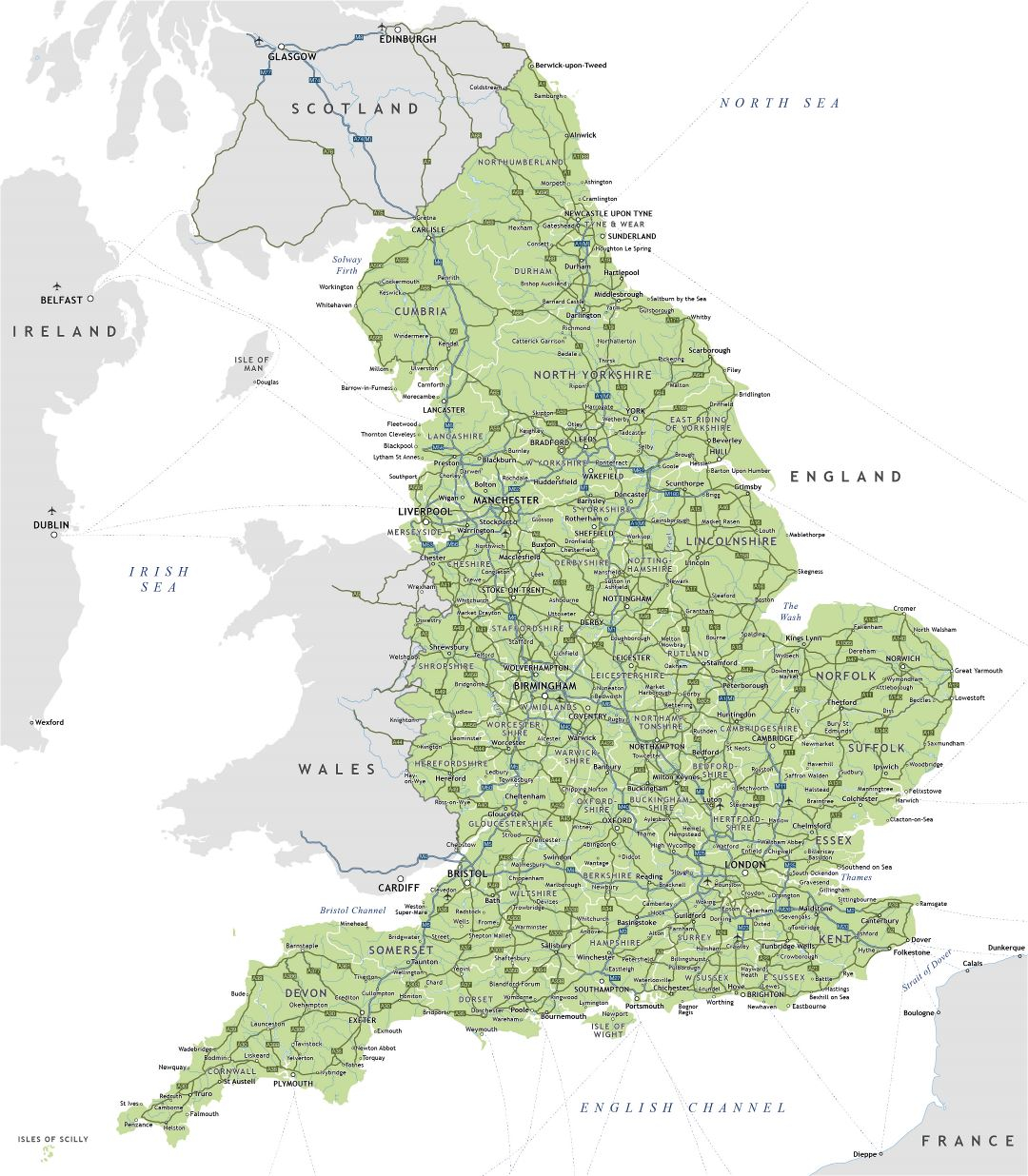 Large Detailed Highways Map Of England With Cities Large Detailed Highways Map Of England With Cities