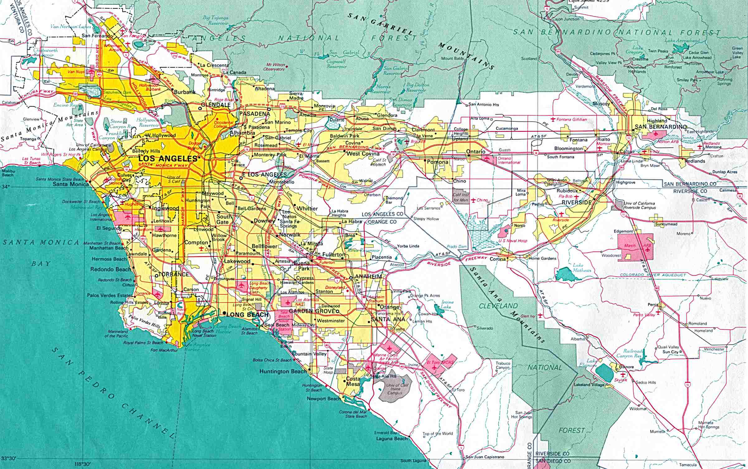 Large Detailed Map Of Los Angeles City Los Angeles City 