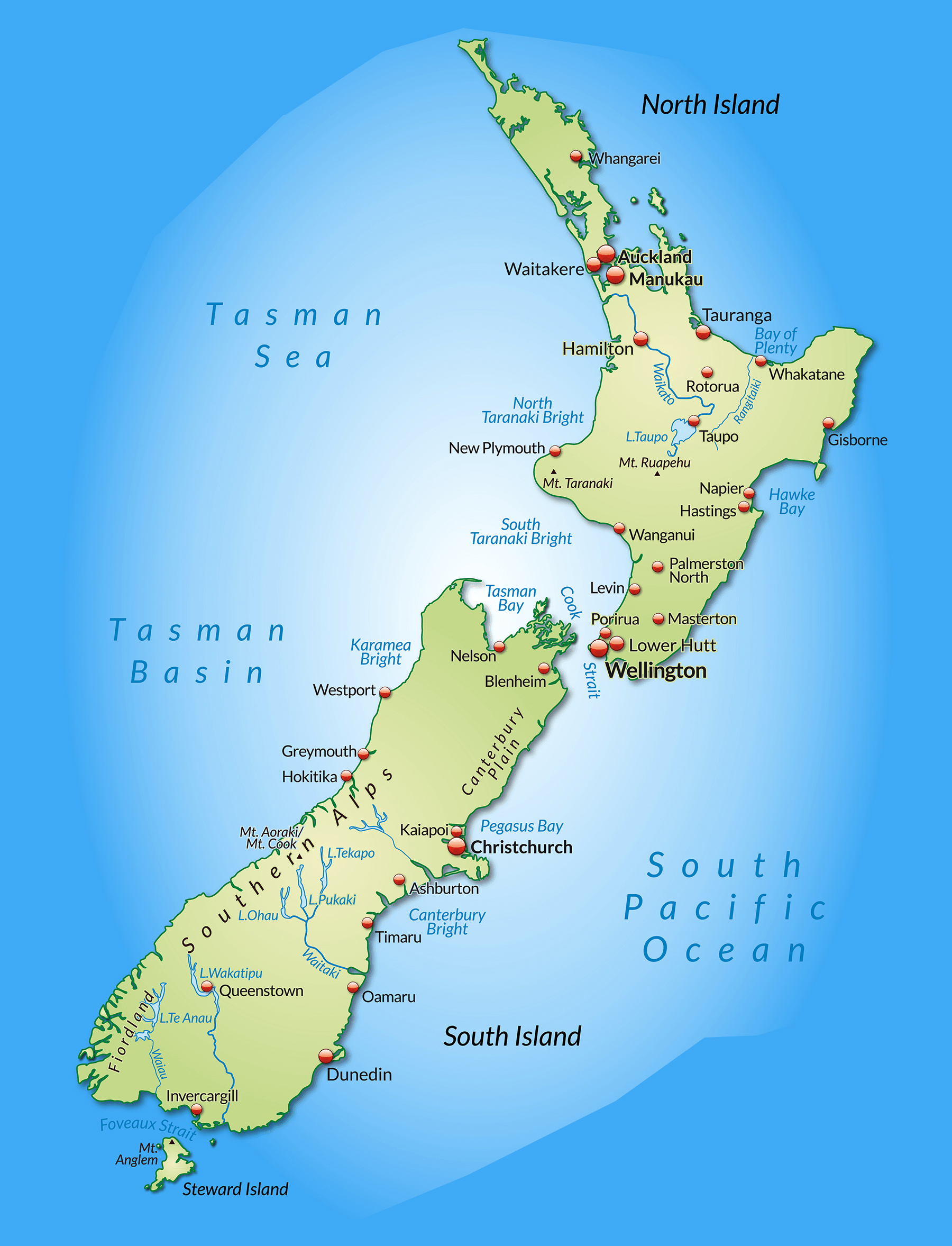 Large Detailed Map Of New Zealand With Cities New 