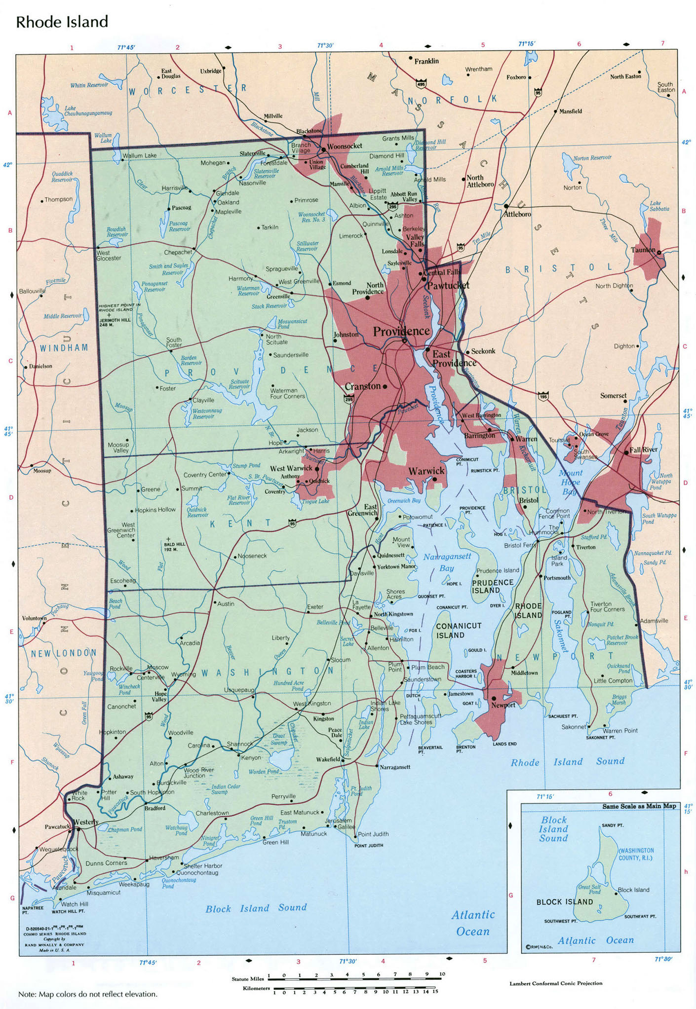 Large Detailed Map Of Rhode Island State With 