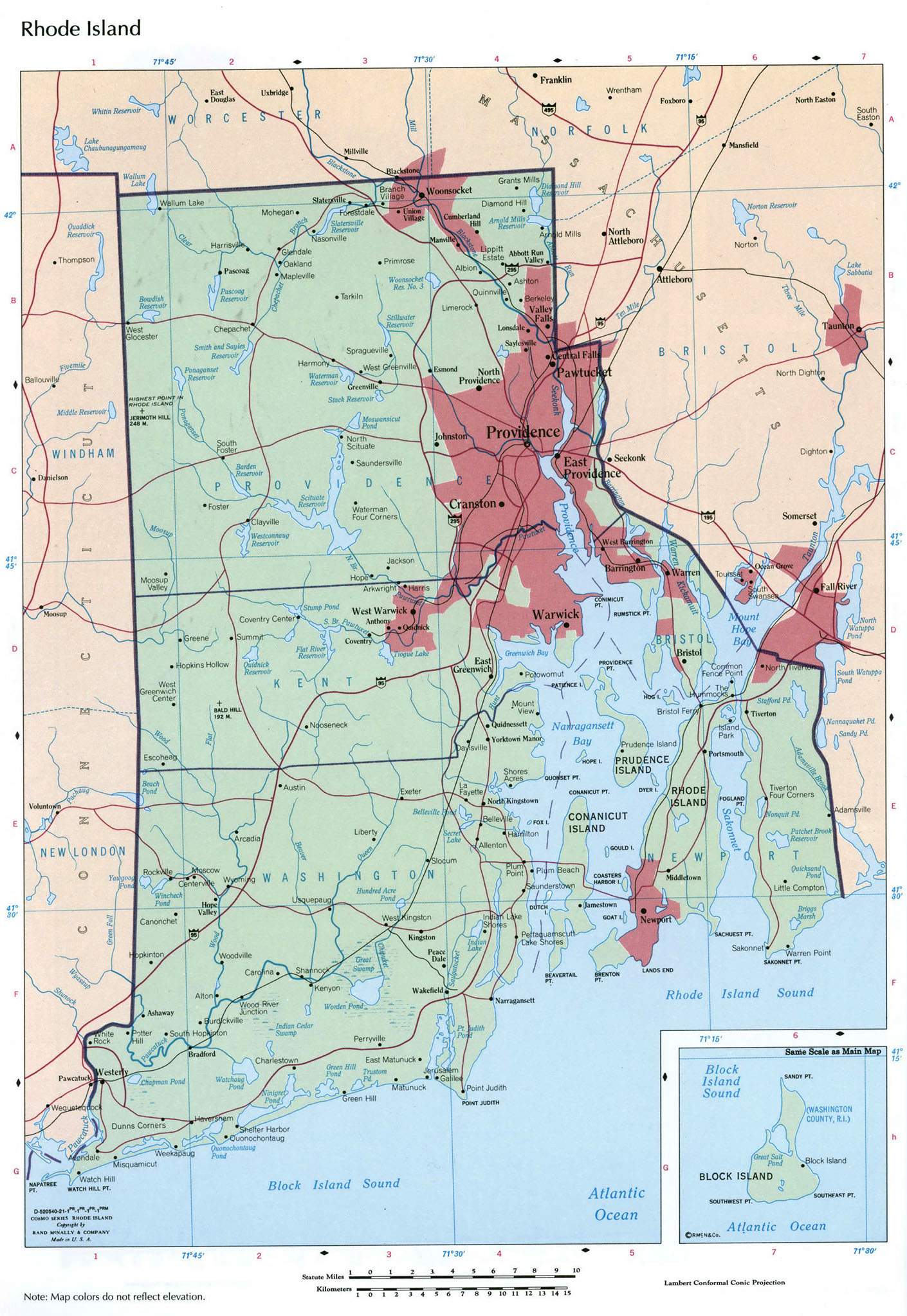 Large Detailed Map Of Rhode Island State With Large Detailed Map Of Rhode Island State With