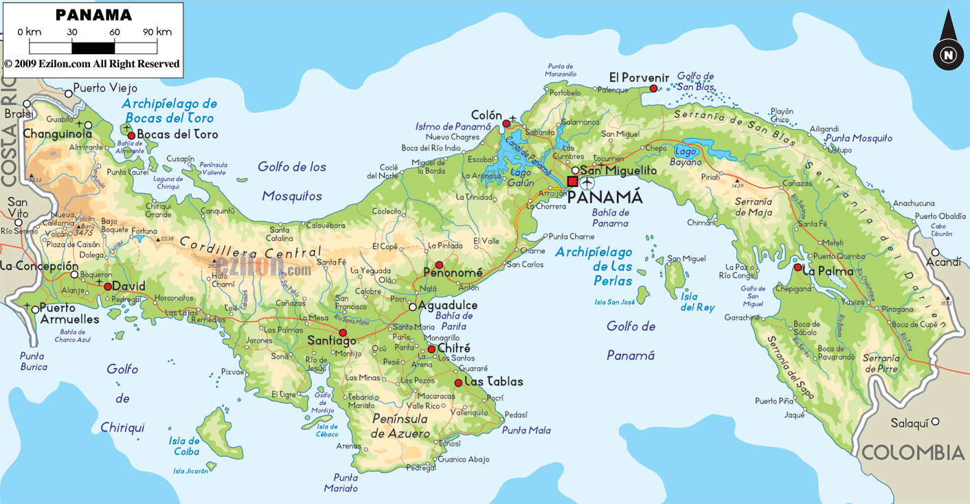 Large Detailed Physical Map Of Panama Panama Large 