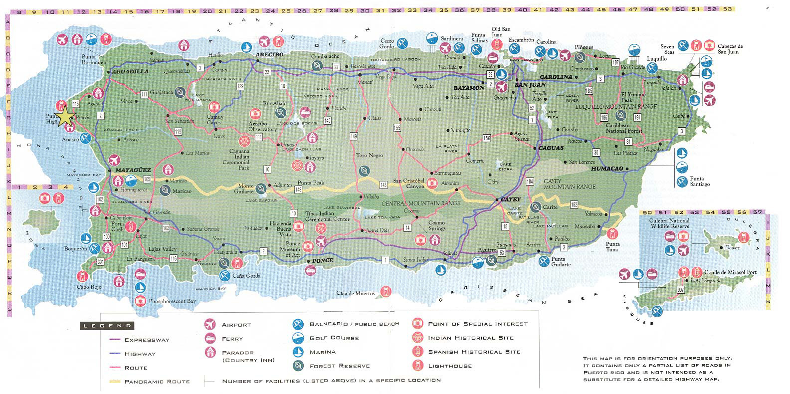 Large Detailed Road And Tourist Map Of Puerto Rico Puerto 