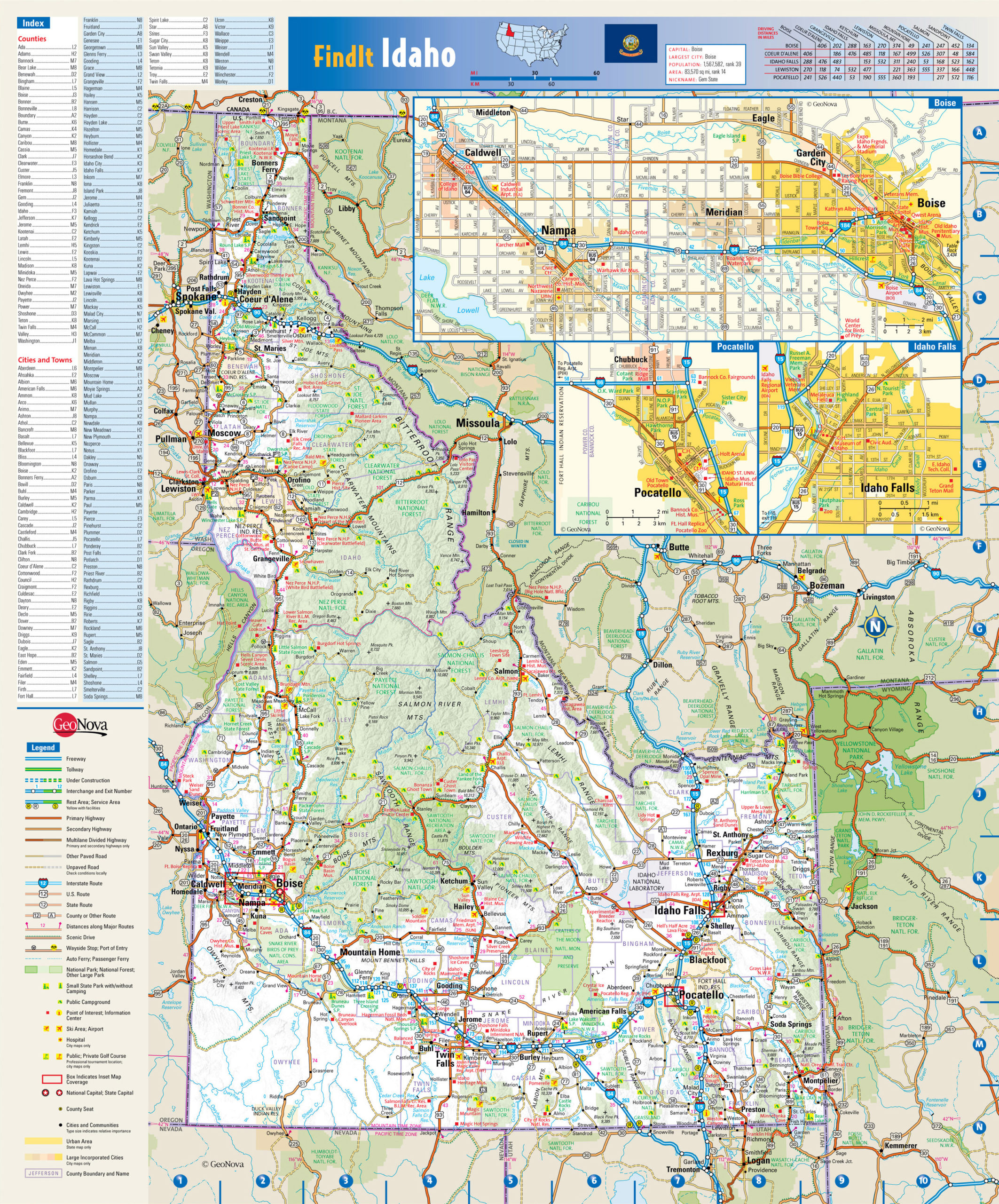 Large Detailed Roads And Highways Map Of Idaho State With Large Detailed Roads And Highways Map Of Idaho State With