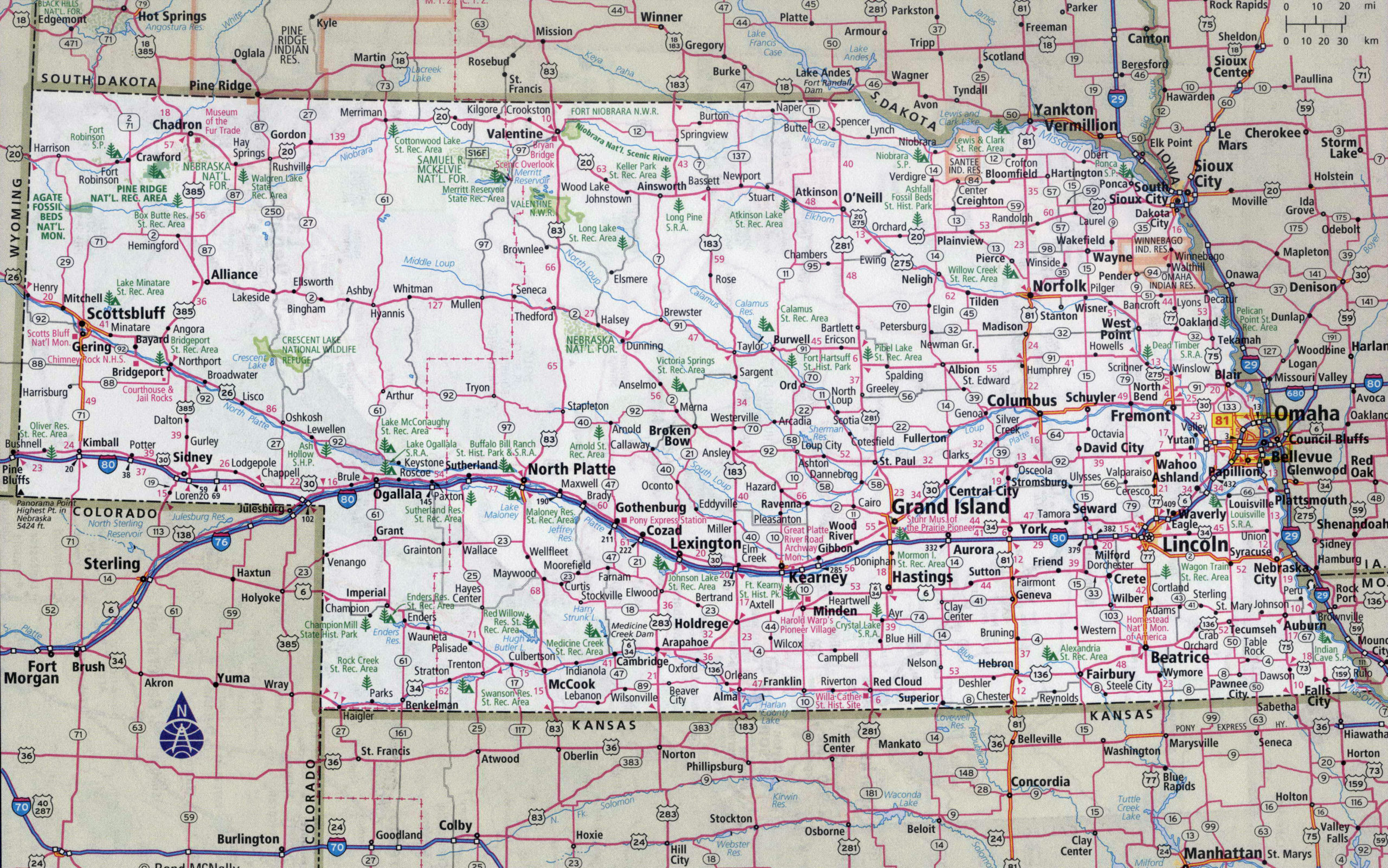 Large Detailed Roads And Highways Map Of Nebraska State 