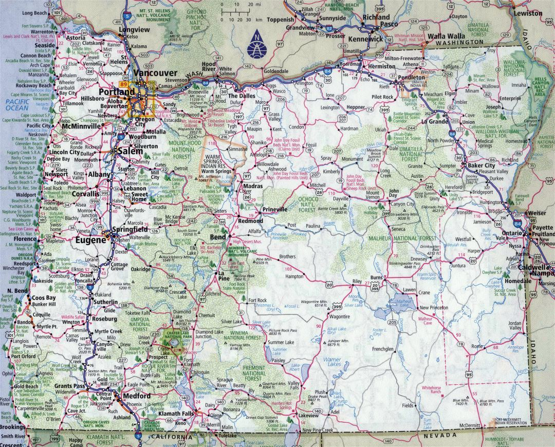Large Detailed Roads And Highways Map Of Oregon State With 