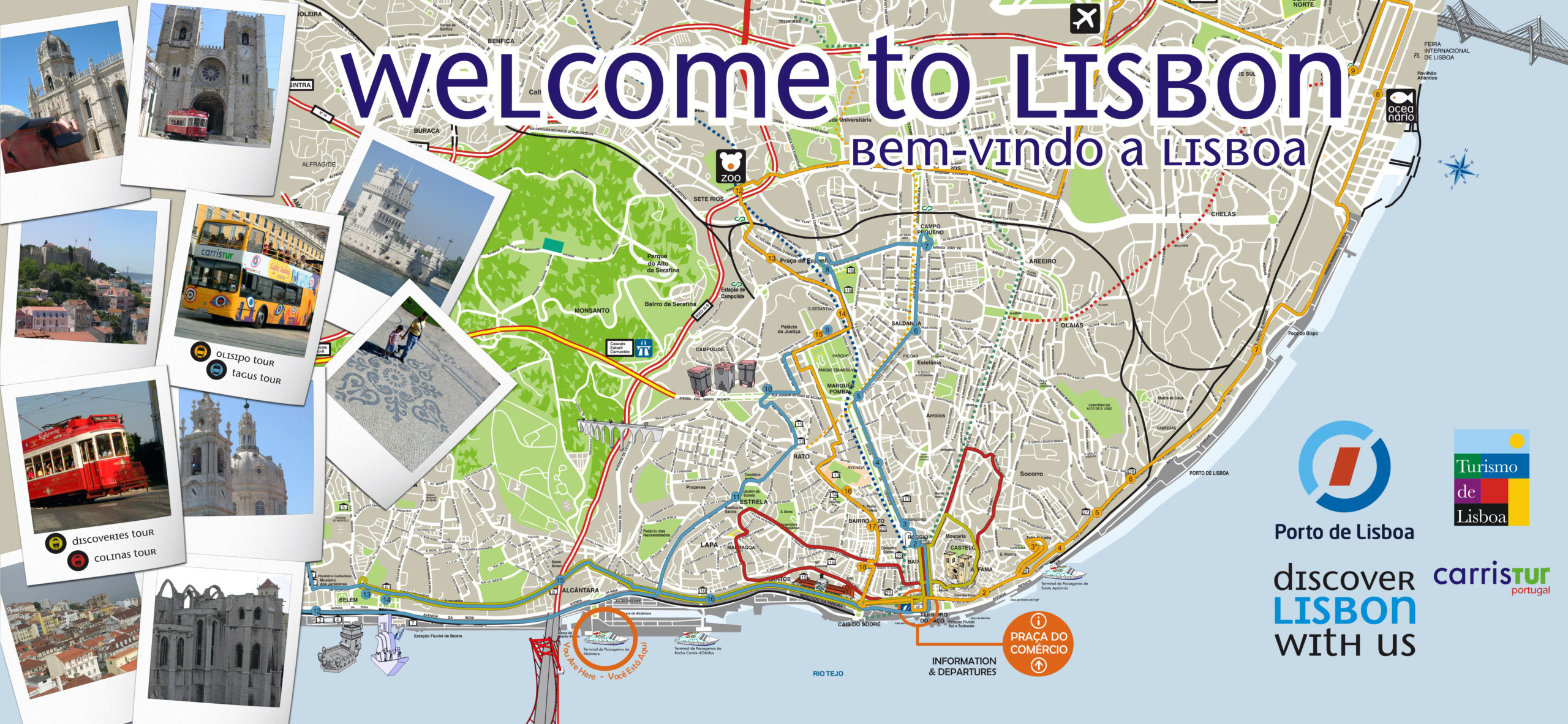 Large Detailed Tourist Map Of Lisbon Vidiani Maps Printable Map Of ...