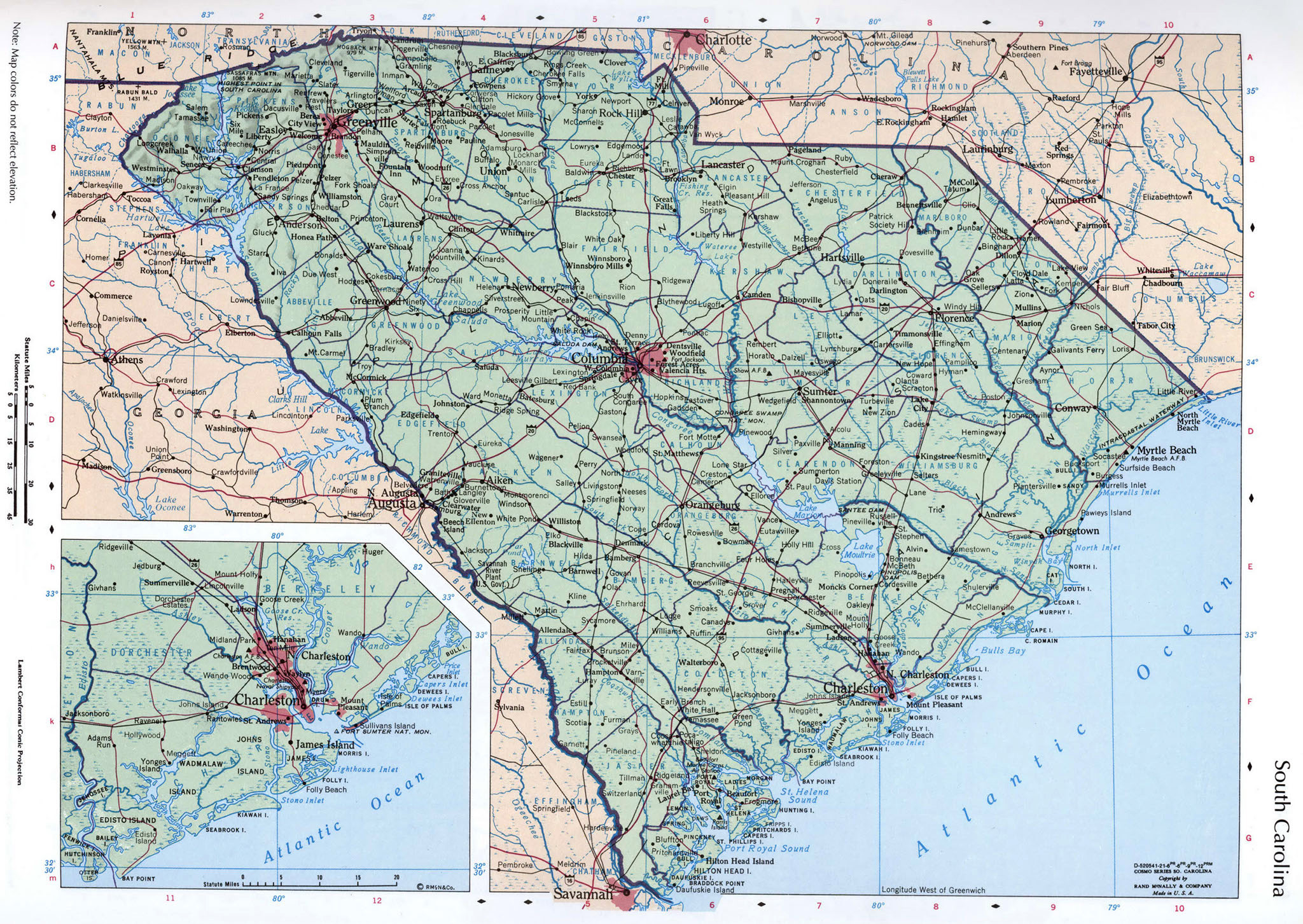 Large Map Of The State Of South Carolina With Cities 