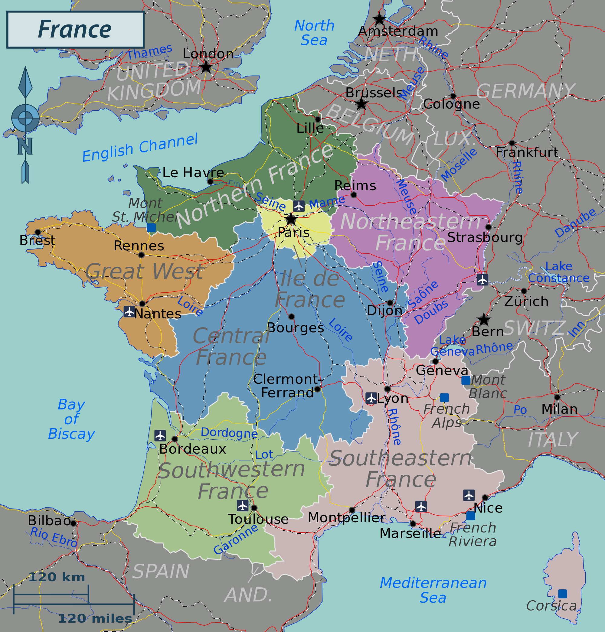 Large Political Map Of France France Large Political Map 