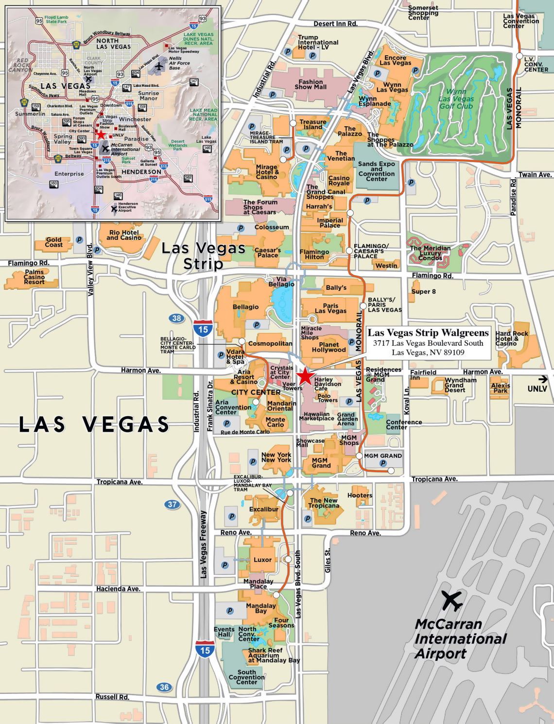 Large Strip Map Of Las Vegas City Las Vegas Large Strip 