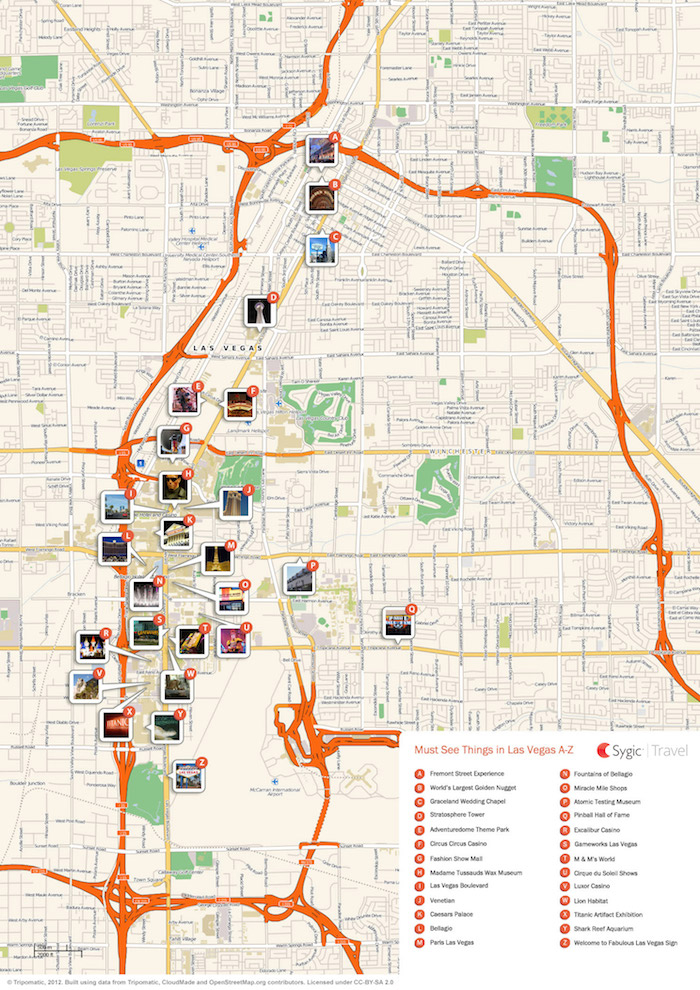 Las Vegas Printable Tourist Map Sygic Travel