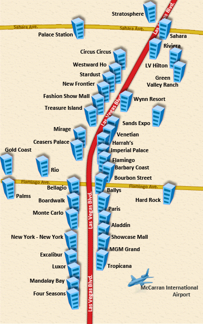 Las Vegas Strip Casino Map 2019 Yellowblu