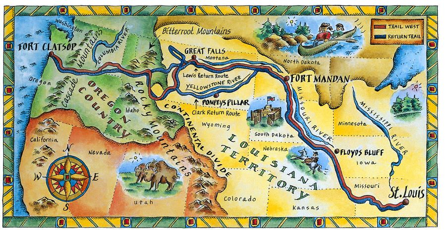 Lewis Clark Expedition Map By Jennifer Thermes Lewis Lewis Clark Expedition Map By Jennifer Thermes Lewis