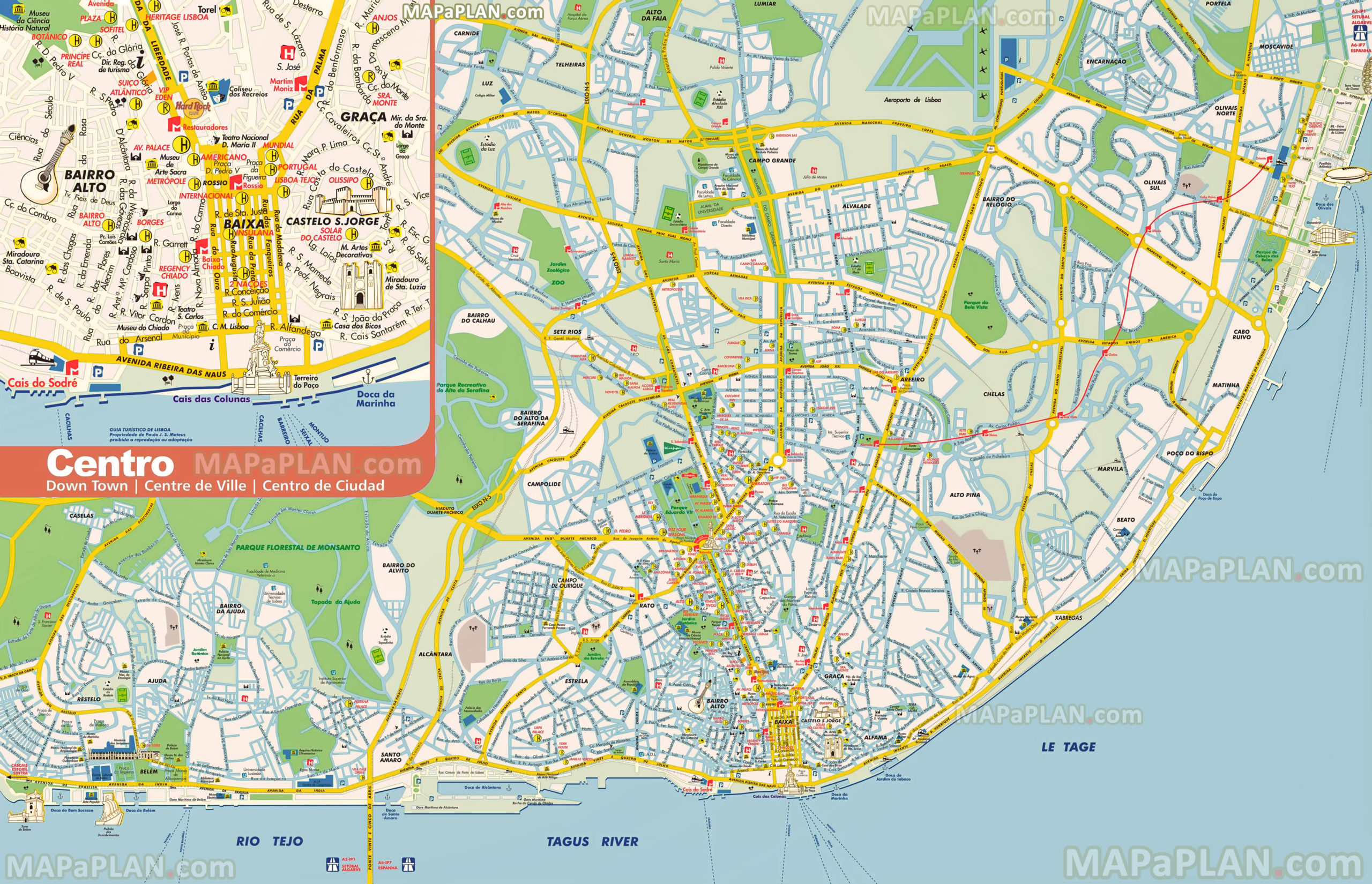 Lisbon Map Visitor Information For Tourists Showing Must 