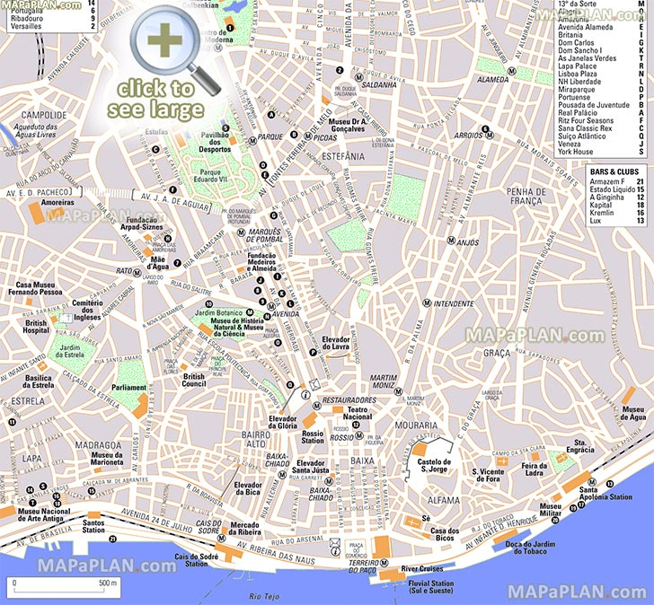 Lisbon Maps Top Tourist Attractions Free Printable 