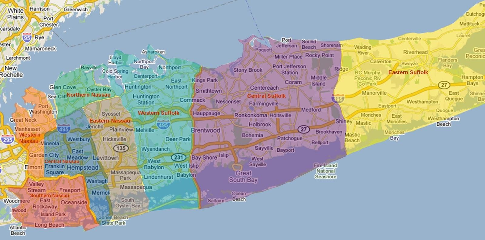 Long Island Neighborhoods Map Map Of Long Island 