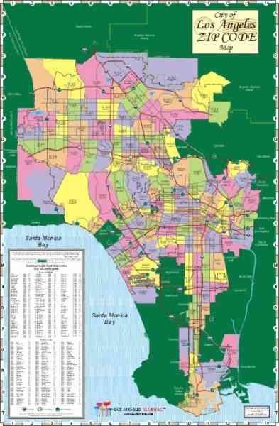 Los Angeles County Zip Code Map HolidayMapQ