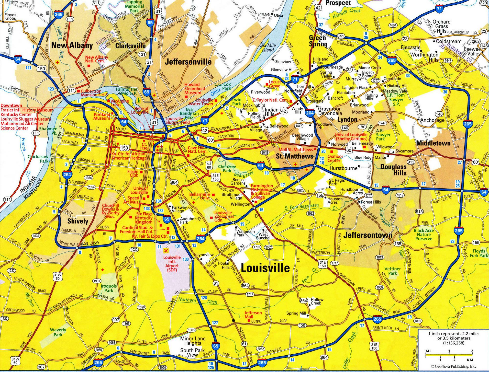 Louisville Road Map Road Map Of Louisville KY Kentucky USA Louisville Road Map Road Map Of Louisville KY Kentucky USA