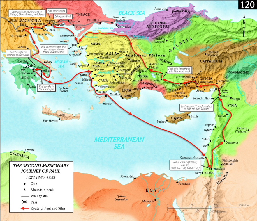 Map Apostle Paul Second Missionary Journey png Paul 