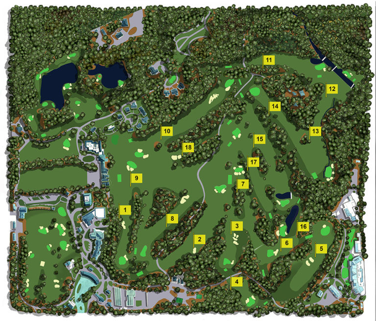 Map Illustration Of The Augusta National Golf Club Showing