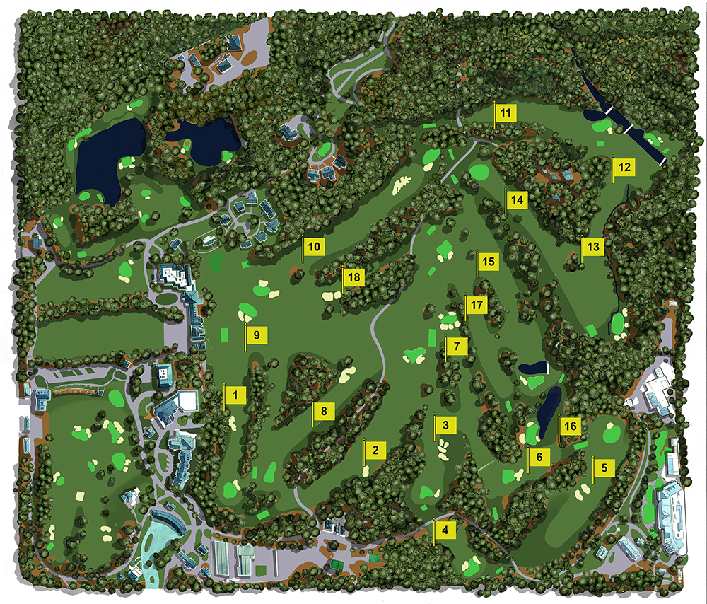 Map Illustration Of The Augusta National Golf Club Showing 