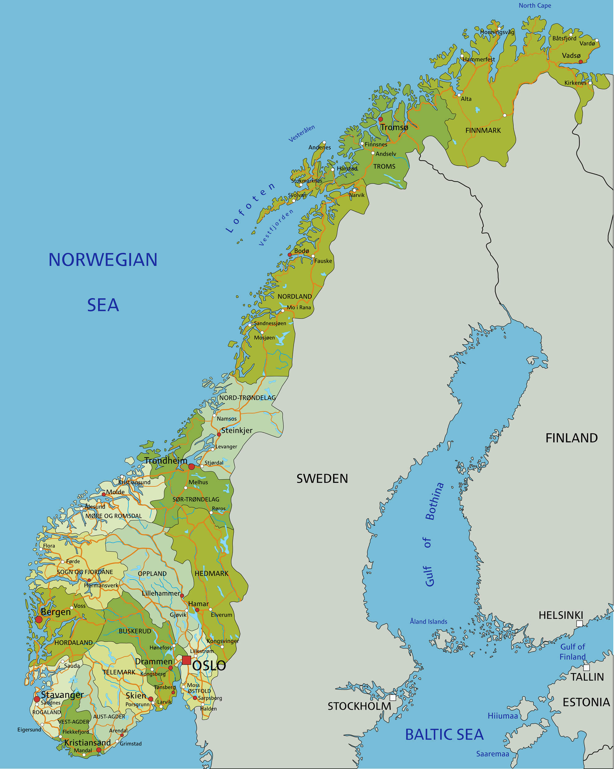 Map Norway Map Norway