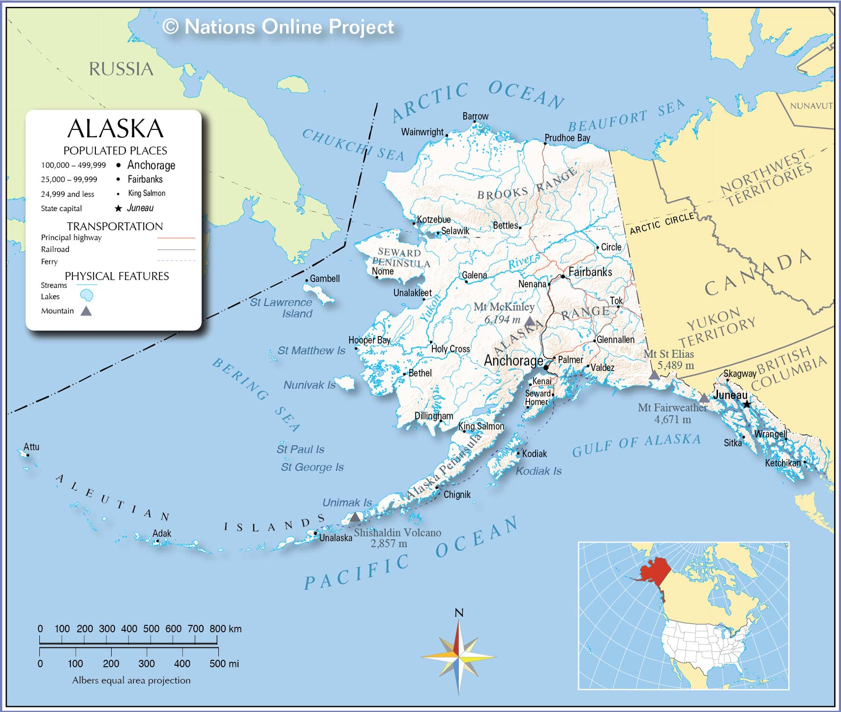 Map Of Alaska State USA Nations Online Project