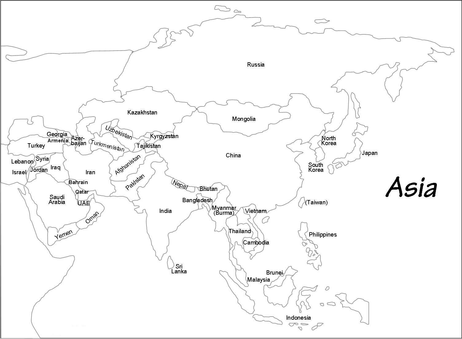 Map Of Asia Printable Large Attractive HD Map Of Asia 