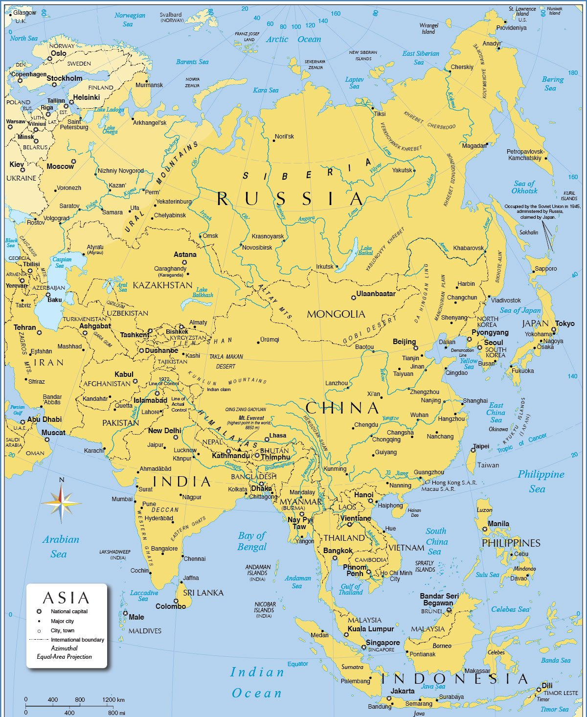 Map Of Asia Printable Large Attractive HD Map Of Asia 