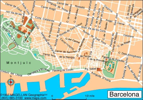 Map Of Barcelona Spain Barcelona City Centre